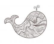 Coloriage adulte zentangle baleine par meggichka 